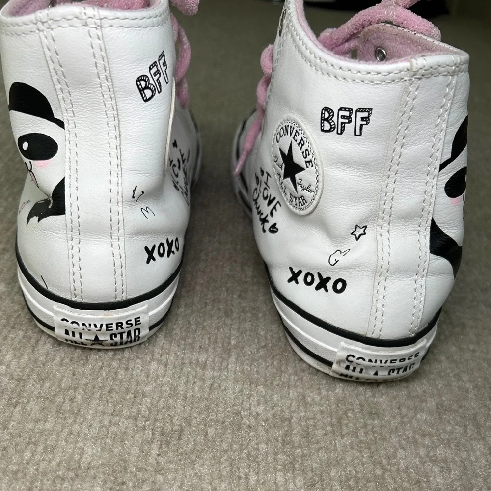 Converse Chuck Taylor Panda Leather High Top Sneakers White Pink‎ 669725C 5.5